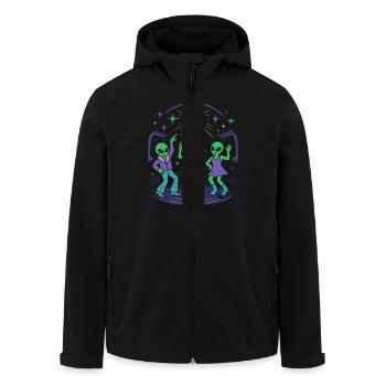 Disco Alien Club - Retro Tanz im Weltall - Recycelte Männer Softshell-Jacke von Stanley/Stella - Schwarz - Vorne - AI Model Male 185 light (185cm)