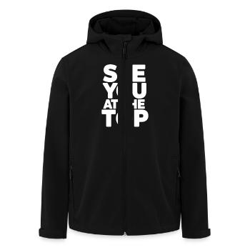 See You at the Top – Kletter‑Motivation - Recycelte Männer Softshell-Jacke von Stanley/Stella - Schwarz - Vorne - AI Model Male 185 light (185cm)