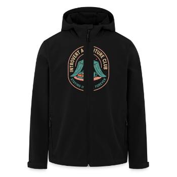 Introvert Adventure Club - Gemütliches IndoorCamp - Recycelte Männer Softshell-Jacke von Stanley/Stella - Schwarz - Vorne - AI Model Male 185 light (185cm)