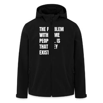 the problem with some people is that they exist - Men’s Recycled Softshell Jacket by Stanley/Stella - black - Front - AI Model Male 185 light (185cm)