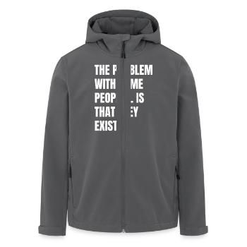 the problem with some people is that they exist - Men’s Recycled Softshell Jacket by Stanley/Stella - anthracite - Front - AI Model Male 185 light (185cm)