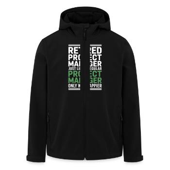 Retired Project Manager Saying - Men’s Recycled Softshell Jacket by Stanley/Stella - black - Front - AI Model Male 185 light (185cm)