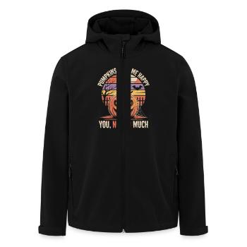 Lustiges Halloween Design mit Kürbis - Recycelte Männer Softshell-Jacke von Stanley/Stella - Schwarz - Vorne - AI Model Male 185 light (185cm)