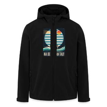 Leuchtturm Na Denn Man Tau Küstenspruch - Recycelte Männer Softshell-Jacke von Stanley/Stella - Schwarz - Vorne - AI Model Male 185 light (185cm)