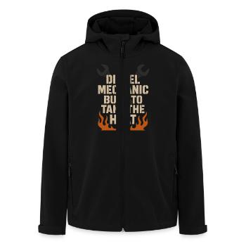 Diesel mechanics Proud mechanics - Men’s Recycled Softshell Jacket by Stanley/Stella - black - Front - AI Model Male 185 light (185cm)