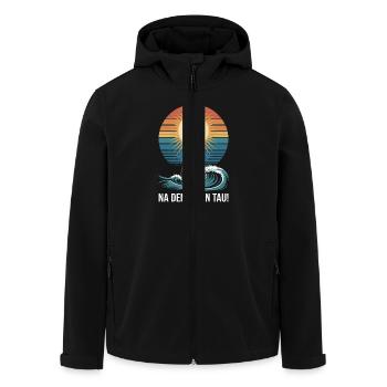 Lighthouse Adventure Na denn Man Tau - Men’s Recycled Softshell Jacket by Stanley/Stella - black - Front - AI Model Male 185 light (185cm)