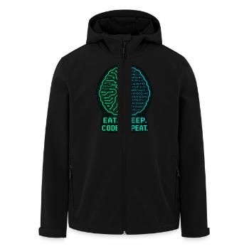 Eat Sleep Code Repeat Geek Design - Recycelte Männer Softshell-Jacke von Stanley/Stella - Schwarz - Vorne - AI Model Male 185 light (185cm)