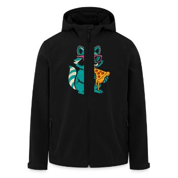 raton laveur en lunettes de soleil mangeant de la pizza - Veste softshell homme en polyester recyclé Stanley/Stella - noir - Devant - AI Model Male 185 light (185cm)
