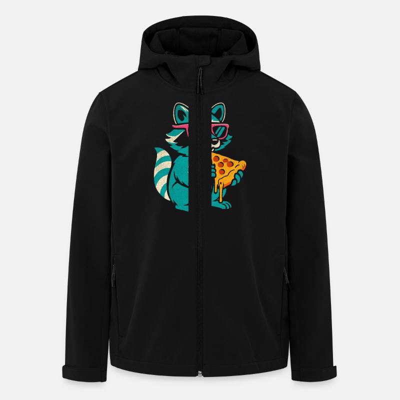 Waschbär mit Sonnenbrille isst Pizza - Recycelte Männer Softshell-Jacke von Stanley/Stella - Schwarz
