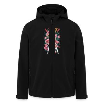 Rockabilly Retro Woman With Guitar And Flowers - Men’s Recycled Softshell Jacket by Stanley/Stella - black - Front - AI Model Male 185 light (185cm)
