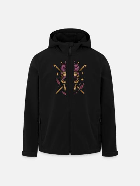 Knitting skull with crown and sunglasses - Men’s Recycled Softshell Jacket by Stanley/Stella - black