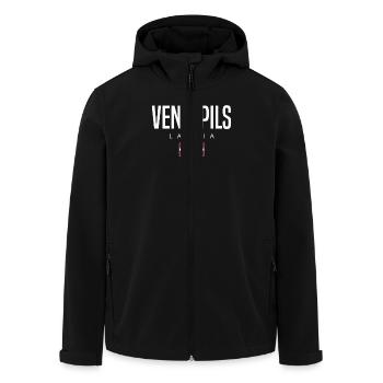 Ventspils, Lettonie - Veste softshell homme en polyester recyclé Stanley/Stella - noir - Devant - AI Model Male 185 light (185cm)