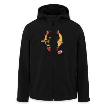 Chat Noir Avec Bol À Ramen Lune - Veste softshell homme en polyester recyclé Stanley/Stella - noir - Devant - AI Model Male 185 light (185cm)