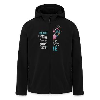 Motif de couture – point par point à la beauté - Veste softshell homme en polyester recyclé Stanley/Stella - noir - Devant - AI Model Male 185 light (185cm)