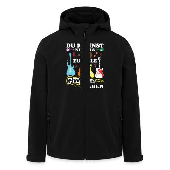 Gitarre Spruch Band Musikinstrument E-Gitarre - Recycelte Männer Softshell-Jacke von Stanley/Stella - Schwarz - Vorne - AI Model Male 185 light (185cm)
