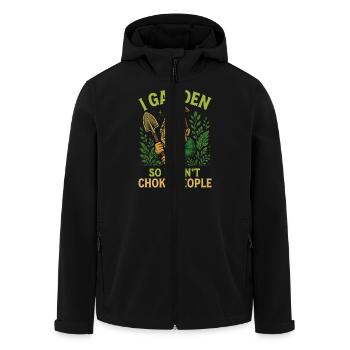 Gartenzwerg Humor: Gärtnern Stresstherapie - Recycelte Männer Softshell-Jacke von Stanley/Stella - Schwarz - Vorne - AI Model Male 185 light (185cm)