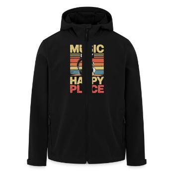 Music My Happy Place Music Lover DJ Headphones - Men’s Recycled Softshell Jacket by Stanley/Stella - black - Front - AI Model Male 185 light (185cm)