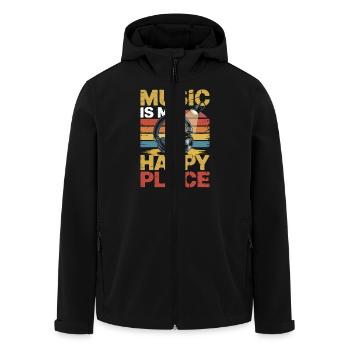 Music My Happy Place Music Lover DJ Headphones - Men’s Recycled Softshell Jacket by Stanley/Stella - black - Front - AI Model Male 185 light (185cm)