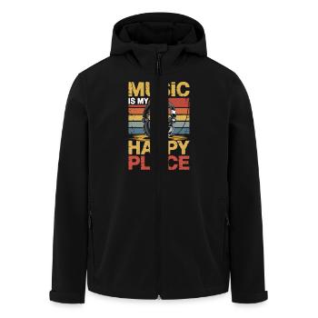 Music My Happy Place Music Lover DJ Headphones - Men’s Recycled Softshell Jacket by Stanley/Stella - black - Front - AI Model Male 185 light (185cm)