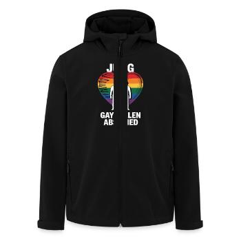 Enterrement de vie de garçon Gay Coeur Arc-en-ciel - Veste softshell homme en polyester recyclé Stanley/Stella - noir - Devant - AI Model Male 185 light (185cm)