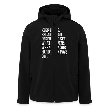 keep going because you deserve to see what happens - Recycelte Männer Softshell-Jacke von Stanley/Stella - Schwarz - Vorne - AI Model Male 185 light (185cm)