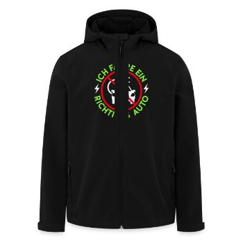 Anti E Auto ICH FAHRE EIN RICHTIGES AUTO Lustig - Recycelte Männer Softshell-Jacke von Stanley/Stella - Schwarz - Vorne - AI Model Male 185 light (185cm)