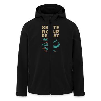 Lustiger Dinosaurier und Rollschuhfahrer Spruch - Recycelte Männer Softshell-Jacke von Stanley/Stella - Schwarz - Vorne - AI Model Male 185 light (185cm)