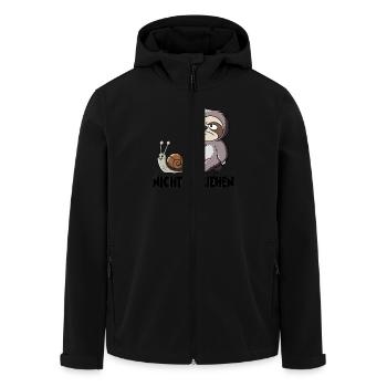 Not so pull sloth with snail humor - Men’s Recycled Softshell Jacket by Stanley/Stella - black - Front - AI Model Male 185 light (185cm)