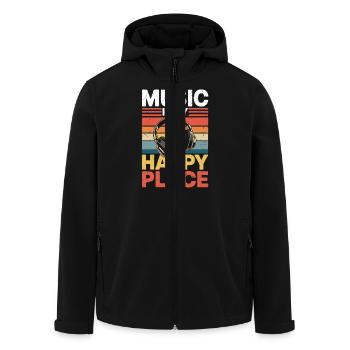 Music My Happy Place Music Lover DJ Headphones - Men’s Recycled Softshell Jacket by Stanley/Stella - black - Front - AI Model Male 185 light (185cm)