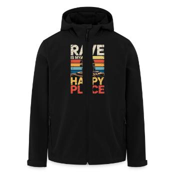 Rave My Happy Place Musik Liebhaber DJ Kopfhörer - Recycelte Männer Softshell-Jacke von Stanley/Stella - Schwarz - Vorne - AI Model Male 185 light (185cm)