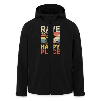 Rave My Happy Place Musik Liebhaber DJ Kopfhörer - Recycelte Männer Softshell-Jacke von Stanley/Stella - Schwarz - Vorne - AI Model Male 185 light (185cm)