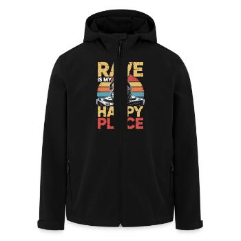 Rave My Happy Place Musik Liebhaber DJ Kopfhörer - Recycelte Männer Softshell-Jacke von Stanley/Stella - Schwarz - Vorne - AI Model Male 185 light (185cm)