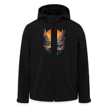 Fantastische Landschaft Mit Sonnenuntergang Und - Recycelte Männer Softshell-Jacke von Stanley/Stella - Schwarz - Vorne - AI Model Male 185 light (185cm)