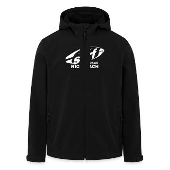 Surf Boardwalk Nicebeach Retro Summer Vibes - Men’s Recycled Softshell Jacket by Stanley/Stella - black - Front - AI Model Male 185 light (185cm)