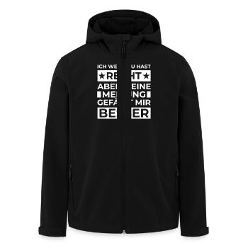 Ich weiss du hast Recht aber meine Meinung - Recycelte Männer Softshell-Jacke von Stanley/Stella - Schwarz - Vorne - AI Model Male 185 light (185cm)