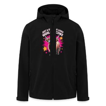 Just a girl who loves Highland cows - Recycelte Männer Softshell-Jacke von Stanley/Stella - Schwarz - Vorne - AI Model Male 185 light (185cm)
