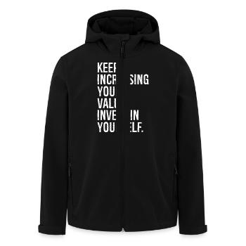 keep increasing your value invest in yourself - Men’s Recycled Softshell Jacket by Stanley/Stella - black - Front - AI Model Male 185 light (185cm)