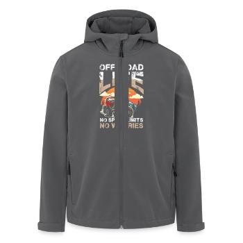 Off-Road Leben Keine Tempolimits Keine Sorgen - Recycelte Männer Softshell-Jacke von Stanley/Stella - Anthrazit - Vorne - AI Model Male 185 light (185cm)