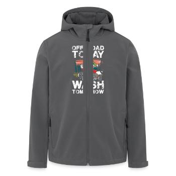Off-Road Abenteuer Heute Wasch Morgen - Recycelte Männer Softshell-Jacke von Stanley/Stella - Anthrazit - Vorne - AI Model Male 185 light (185cm)