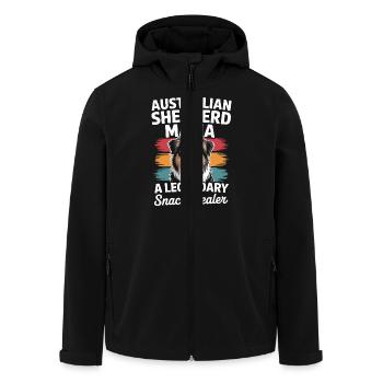 Australian Shepherd Mama, Legendärer Snack-Dealer - Recycelte Männer Softshell-Jacke von Stanley/Stella - Schwarz - Vorne - AI Model Male 185 light (185cm)