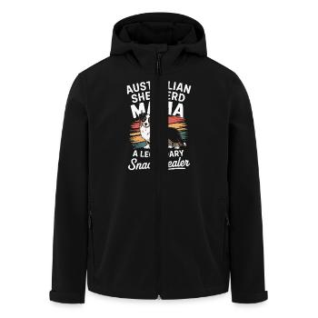 Australian Shepherd Mama, Legendary Snack Dealer - Men’s Recycled Softshell Jacket by Stanley/Stella - black - Front - AI Model Male 185 light (185cm)
