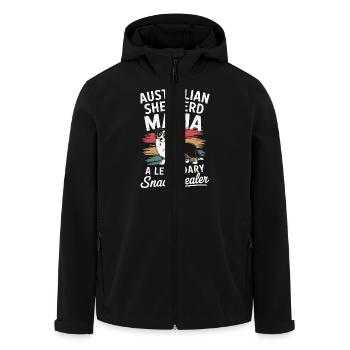 Australian Shepherd Mama, Legendärer Snack-Dealer - Recycelte Männer Softshell-Jacke von Stanley/Stella - Schwarz - Vorne - AI Model Male 185 light (185cm)