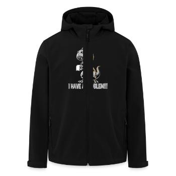 T-Rex with toilet paper problem funny design - Men’s Recycled Softshell Jacket by Stanley/Stella - black - Front - AI Model Male 185 light (185cm)