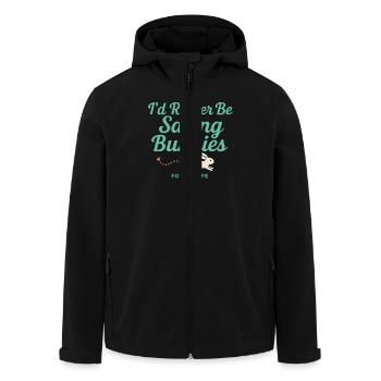 Bunny Mom Rabbit Rescue Adopt, Buy - Men’s Recycled Softshell Jacket by Stanley/Stella - black - Front - AI Model Male 185 light (185cm)