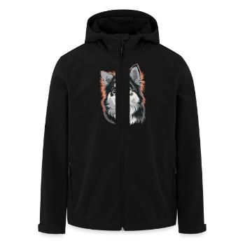 Atemberaubendes Husky-Porträt in Lebendigen Farben - Recycelte Männer Softshell-Jacke von Stanley/Stella - Schwarz - Vorne - AI Model Male 185 light (185cm)