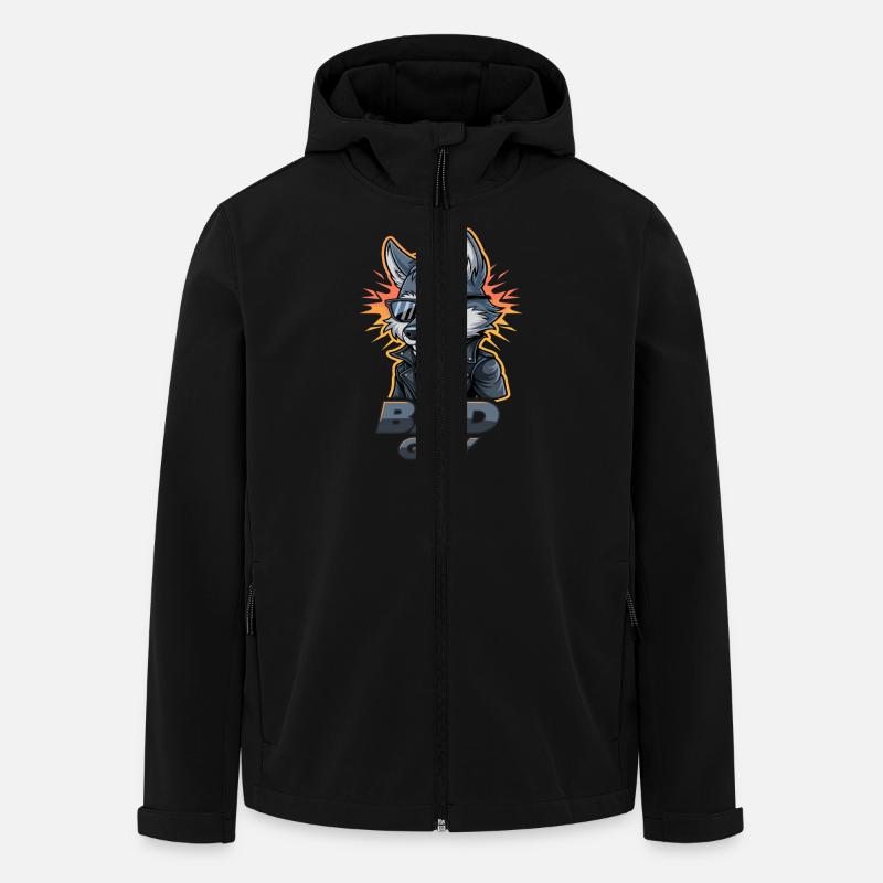 Cooler Wolf Mit Sonnenbrille Und Lederjacke - Bad - Recycelte Männer Softshell-Jacke von Stanley/Stella - Schwarz