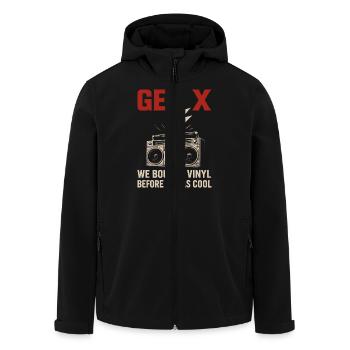 Gen X - Nous avons acheté des vinyles avant que ce ne soit cool - Veste softshell homme en polyester recyclé Stanley/Stella - noir - Devant - AI Model Male 185 light (185cm)