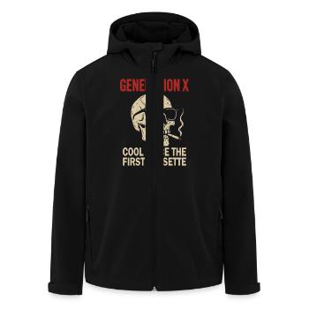 Generation X Cool Since The First Cassette - Recycelte Männer Softshell-Jacke von Stanley/Stella - Schwarz - Vorne - AI Model Male 185 light (185cm)