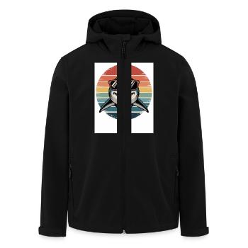 70s 80s Sommer Retro Vintage Hai mit Sonnenbrille - Recycelte Männer Softshell-Jacke von Stanley/Stella - Schwarz - Vorne - AI Model Male 185 light (185cm)
