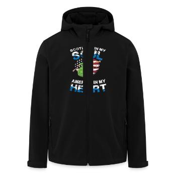 L’Écosse dans mon âme L’Amérique dans mon âme - Veste softshell homme en polyester recyclé Stanley/Stella - noir - Devant - AI Model Male 185 light (185cm)